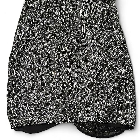 BADGLEY MISCHKA Collection Silk Sequined Wrap Dress 12 Formal Party Celebration - Picture 9 of 15